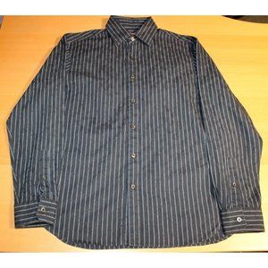 Mens Michael Kors Long Sleeve Button Up Shirt Medium Blue Striped Dress Casual